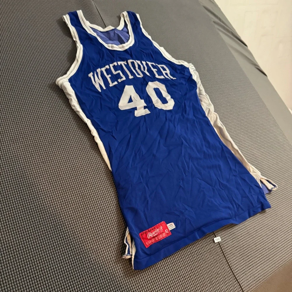 Vintage Rawlings Westover 40 Basketball Jersey Blue White Size 42 Extra Length